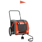 Pet Bike Trailer Orange and Grey Oxford Fabric and Iron 93900