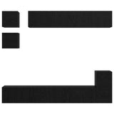 TV Cabinet Set Wall-mounted 8 pcs Black Oak Engineered Wood 3393166