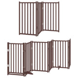 Dog Gate with Door Foldable 9 Panels Brown 450 cm Poplar Wood 3155718