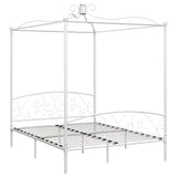 Bed Frame without Mattress with Canopy White 160x200 cm Metal 284472