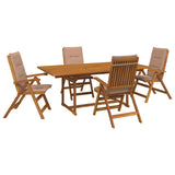 5-Piece Garden Dining Set Natural Solid Acacia Wood 3434497