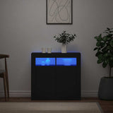 Sideboard with LED Lights Black 80x35x75 cm 804329