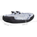Reversible & Washable Dog Cushion Grey and Black 150x120x25 cm 171210
