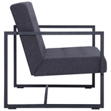 2-Seater Sofa with Armrests Dark Gray Steel and Fabric 282271