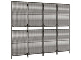 Room Divider 4 Panels Grey Poly Rattan 365394