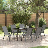 Garden Dining Set 7 pcs Grey and Black Powder-coated Steel 3379125