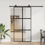 Sliding Door with Hardware Set Black 102.5x205 cm Tempered Glass 3375885