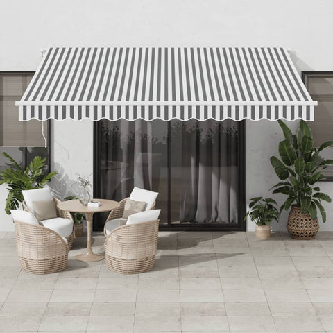 ZNTS Manual Retractable Awning with LED Anthracite&White 400x300 cm 3215784