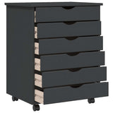 Rolling Cabinet with Drawers MOSS Grey Solid Wood Pine 355893