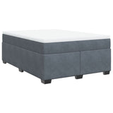 ZNTS Box Spring Bed with Mattress Dark Grey 140x200 cm Velvet 3285288