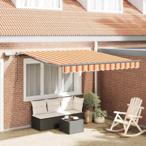 Retractable Awning Manual Yellow and orange 350 x 250 cm Fabric 3330254