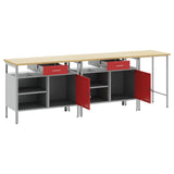 Work Bench Set 3 pcs Black and Grey Powder-Coated Steel 3321396
