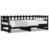 Pull-out Day Bed without Mattress Black 2x cm Solid Wood 840387