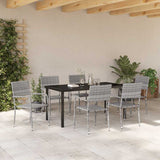 Garden Dining Set with Cushion 7 pcs Grey Poly Rattan 3380047