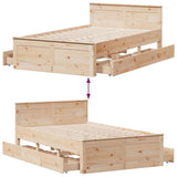 Bed Frame without Mattress with Headboard 120x190 cm Small Double Solid Wood Pine 3308783