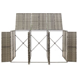 Triple Wheelie Bin Shed Grey 207x80x117 cm Poly Rattan 319866