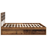 Bed Frame with Headboard Old Wood 200 x 200 cm Solid Pine Wood 3411381