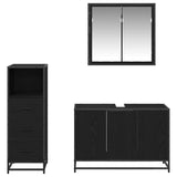 Bathroom Furniture Set 3 pcs Black Oak Engineered Wood 3402458