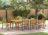 Garden Dining Set 9 pcs Black Solid Acacia Wood 3365526