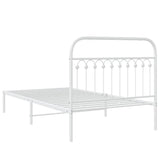 Metal Bed Frame without Mattress with Headboard White 107x203cm 376645