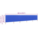 5-panel Wind Screen Fabric 600x80 cm Azure Blue 47159