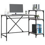 Desk with Shelves Grey Sonoma 135x50x90 cm Engineered Wood&Iron 826712