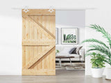 Sliding Door Natural and White 80 x 210 cm Solid Pine Wood 3445098
