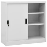 Office Cabinet with Sliding Door Light Grey 90x40x90 cm Steel 335951