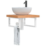 Basin Shelf Wall Mounted Steel and Solid Wood Beech 3302428