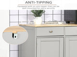 Sideboard with Rubberwood Top and Adjustable Shelves for Dining Room, Kitchen - Grey T3398P378034