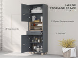 Tall Bathroom Storage Cabinet, Bathroom Storage Unit, Freestanding Bathroom Cabinet with Open T3398P341422