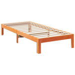 ZNTS Bed Frame without Mattress Wax Brown 90x200 cm Solid Wood Pine 859222