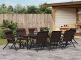 Garden Dining Set 9 pcs Brown Powder-Coated Steel 3379267