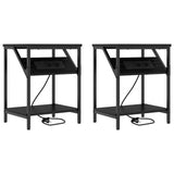 Bedside Cabinet 2 pcs Black Oak 38 x 30 x 48 cm Engineered Wood 859581