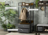 Clothes Rail, Metal Coat Stand, Garment Rack with 2 Fabric Storage Drawers, Single Wardrobe for T3398P341424