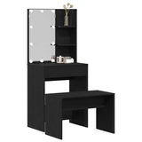 LED Dressing Table Set 2 pcs Black Oak Engineered Wood 3333069