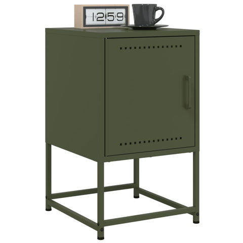 ZNTS Bedside Cabinets 2 pcs Olive Green 36x39x60.5 cm Steel 846455