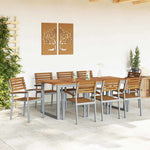 Garden Dining Set 5 pcs Grey and brown Solid acacia wood 3284350