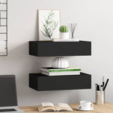 Wall-mounted Drawer Shelves 2 pcs Black 40x23.5x10cm MDF 330244