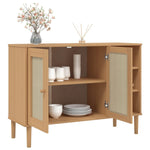 Sideboard SENJA Rattan Look Brown 112x40x80cm Solid Wood Pine 358028