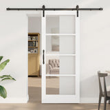 Sliding Door ORKDAL White 83 x 202 cm Solid Pine Wood and Glass 3331970
