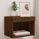 ZNTS Bedside Cabinets with LED Lights Wall-mounted 2 pcs Brown Oak 837126