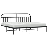 Bed Frame Black Powder-Coated Steel Double Bed Frame 353641