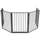 Fireplace Fence for Pets Black Steel 275411