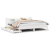 Bed Frame with Drawers White 180x200 cm Super King Solid Wood Pine 3301897