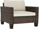 Single Rattan Armchair, with Cushions - Brown T3398P315336