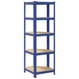 5-Layer Corner Shelf Blue Steel&Engineered Wood 4016945