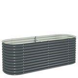 Garden Raised Bed 240x80x81 cm Galvanised Steel Grey 45523