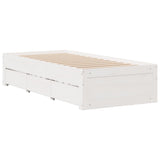 Bed Frame without Mattress with Drawers White 90x200 cm Solid Wood Pine 3308814