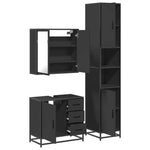 ZNTS 3 Piece Bathroom Furniture Set Black Engineered Wood 3301075